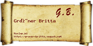 Grüner Britta névjegykártya